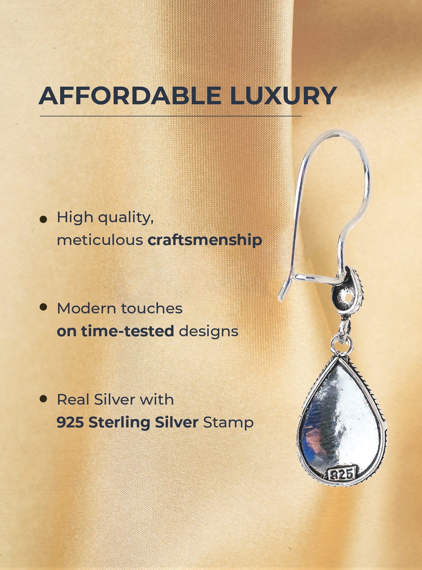 MESOP Teardrop Womens Silver Earrings, 925 Sterling Silver Drop Earrings, Timeless Mesopotamia History Inspired, Fluted Filigree Dangle Earrings and Valentines Day Gift