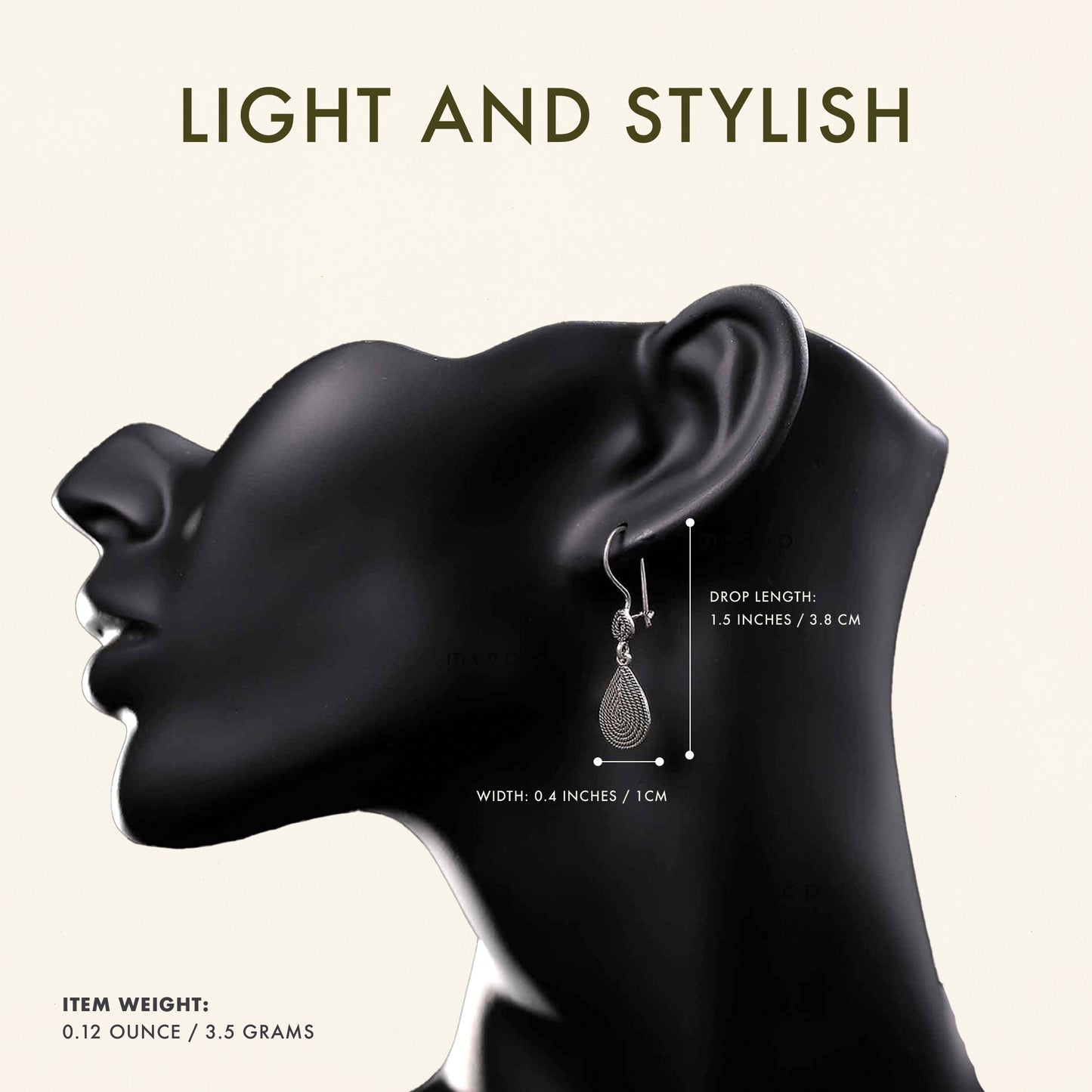 MESOP Teardrop Womens Silver Earrings, 925 Sterling Silver Drop Earrings, Timeless Mesopotamia History Inspired, Fluted Filigree Dangle Earrings and Valentines Day Gift