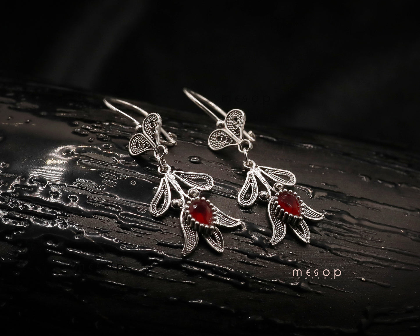Whispering Ruby Tulip Earrings