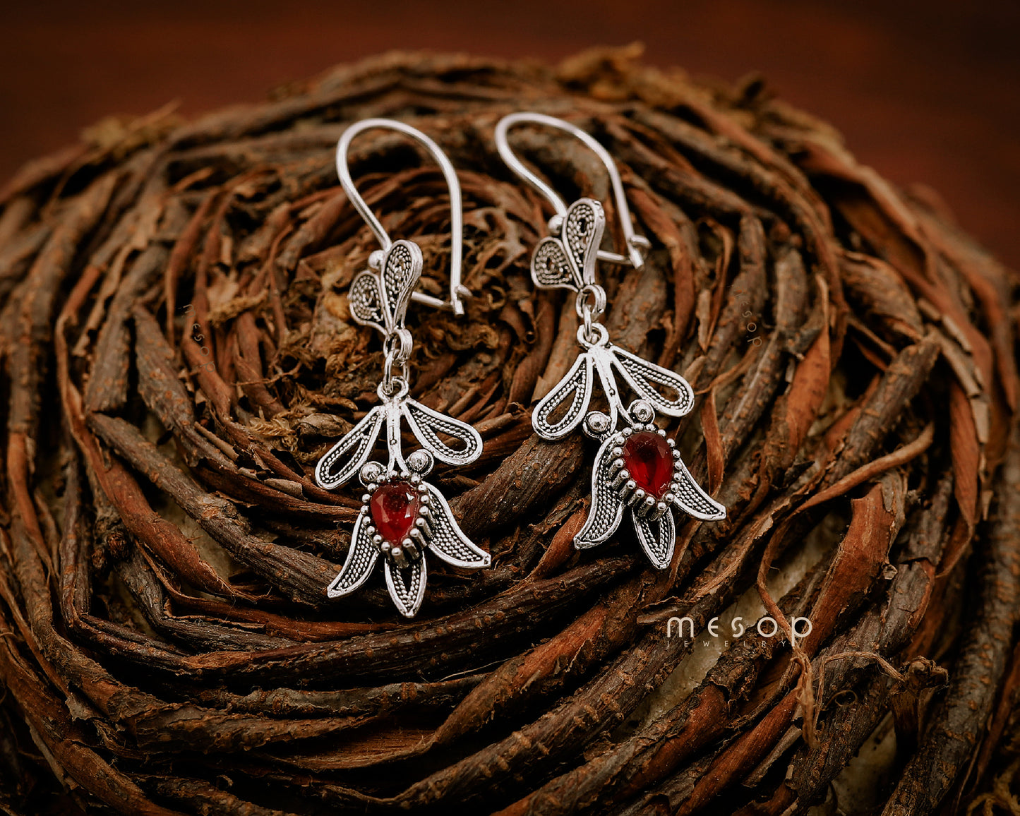 Whispering Ruby Tulip Earrings
