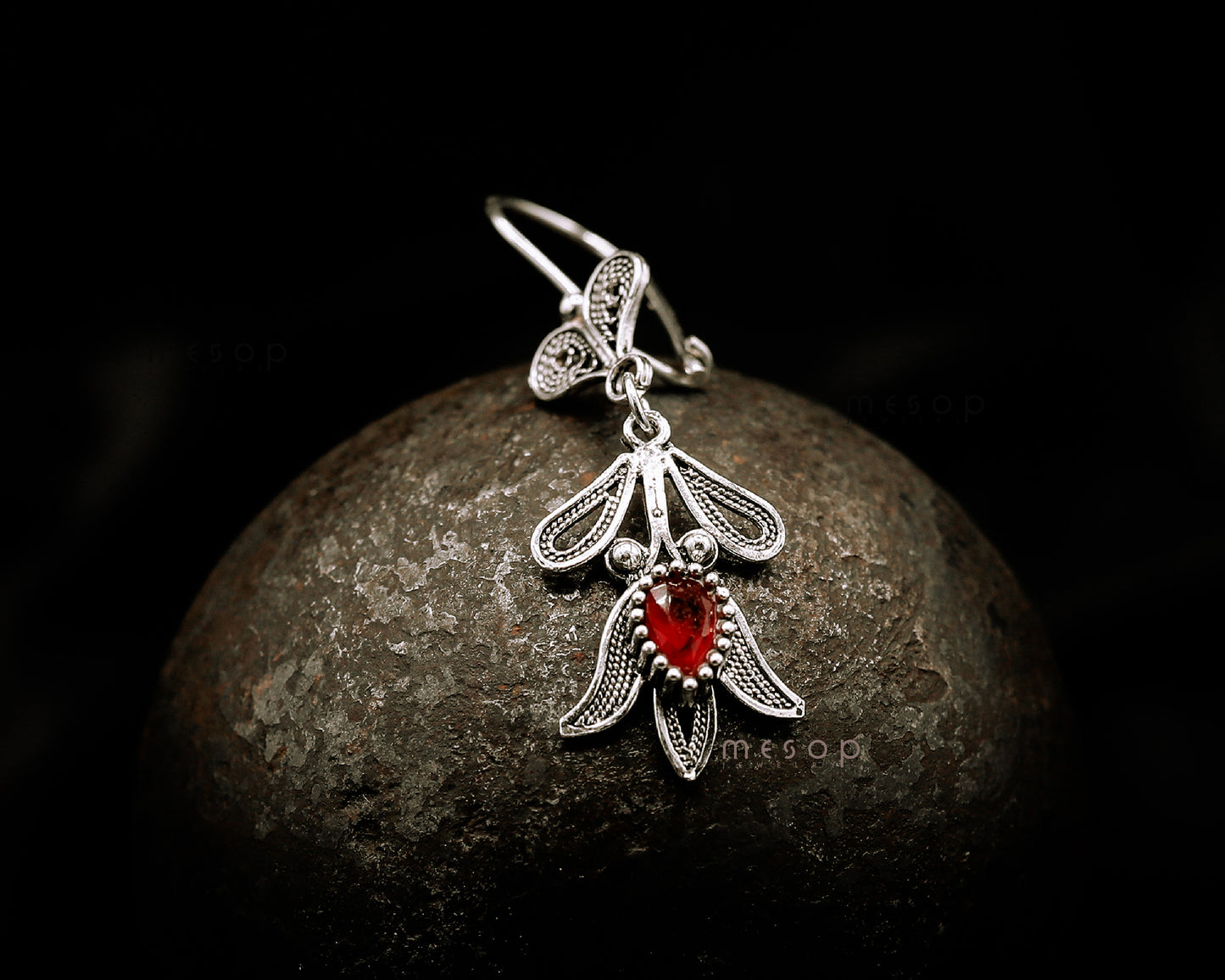 Whispering Ruby Tulip Earrings
