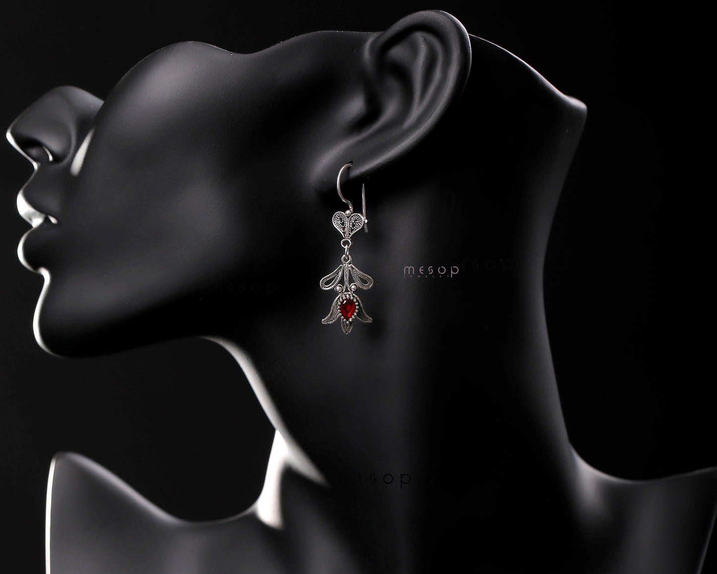 Whispering Ruby Tulip Earrings
