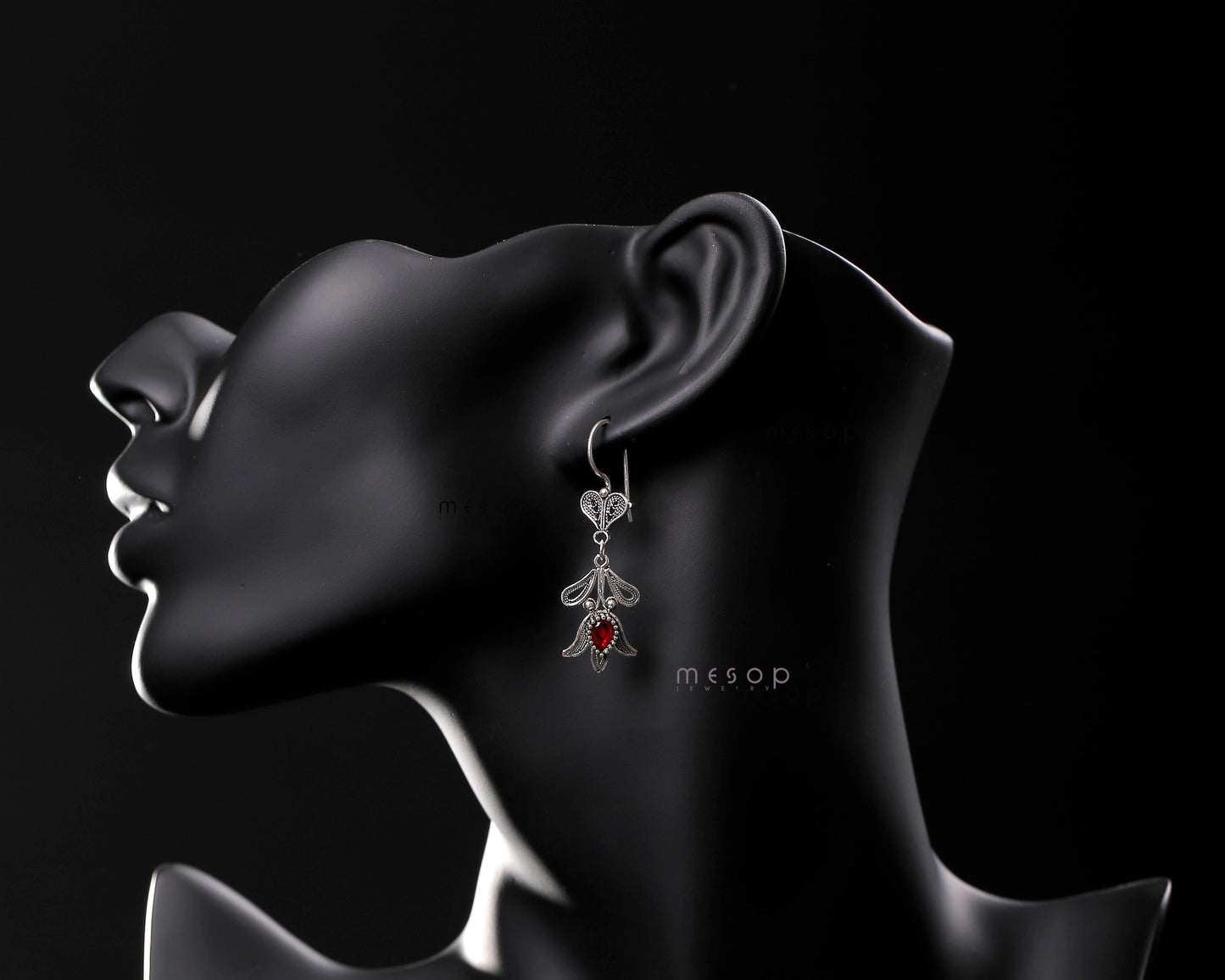 Whispering Ruby Tulip Earrings