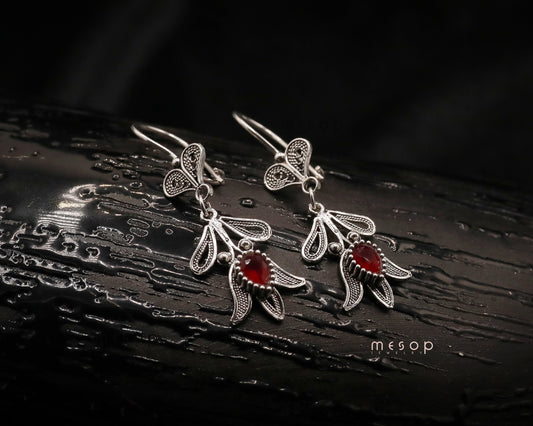 Whispering Ruby Tulip Earrings